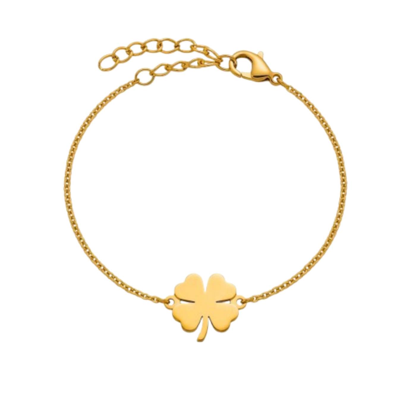 Guldarmband rostfritt stål med fyrklöverr